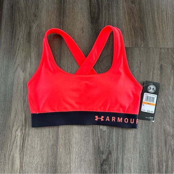 Under Armour Crossback Bra Neon Orange Small NWT - Picture 1 of 2